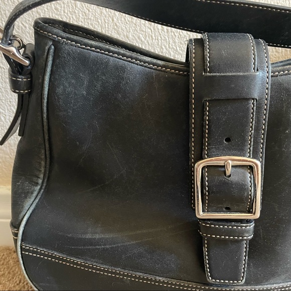 Coach vintage Hampton black leather buckle flap shoulder bag - Picture 6 of 6